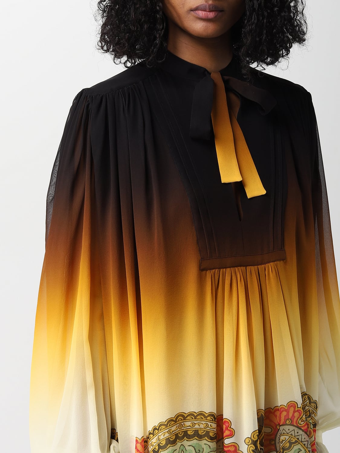 ETRO ABITO: Abito Etro in georgette di seta, Giallo - Img 4