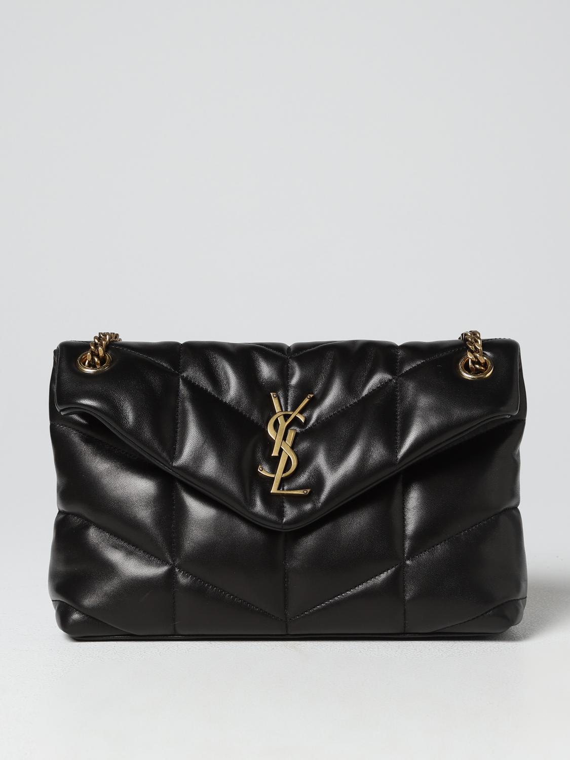 SAINT LAURENT BORSA A SPALLA: Borsa Puffer Toy Saint Laurent in pelle trapuntata, Nero - Img 1