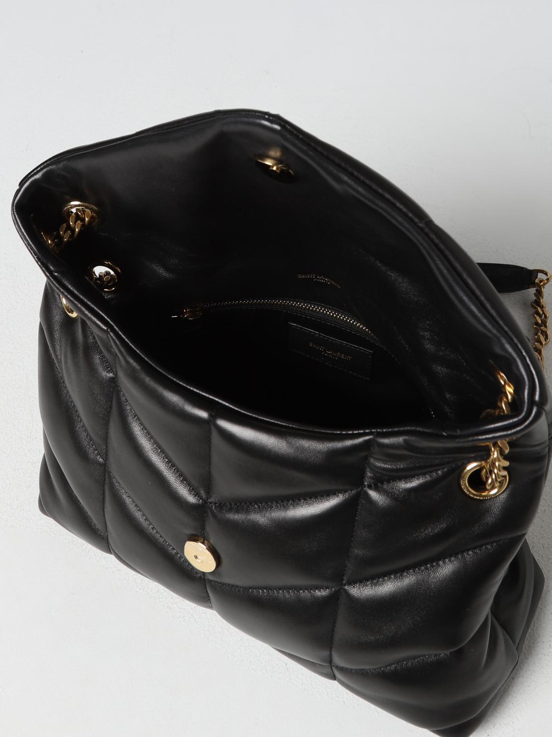SAINT LAURENT BORSA A SPALLA: Borsa Puffer Toy Saint Laurent in pelle trapuntata, Nero - Img 4