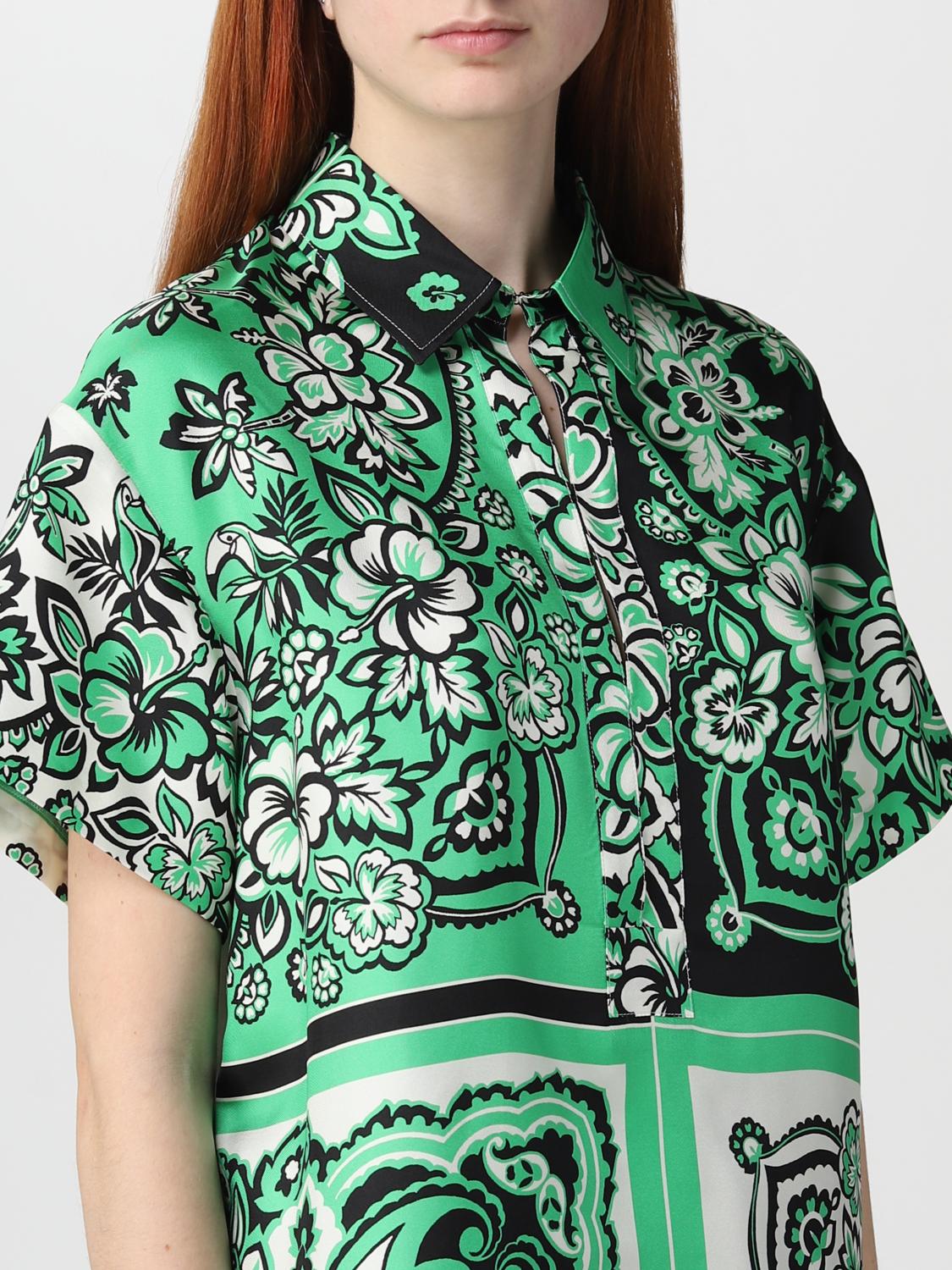 RED VALENTINO TOP: Blusa Red Valentino in seta stampata, Verde - Img 5