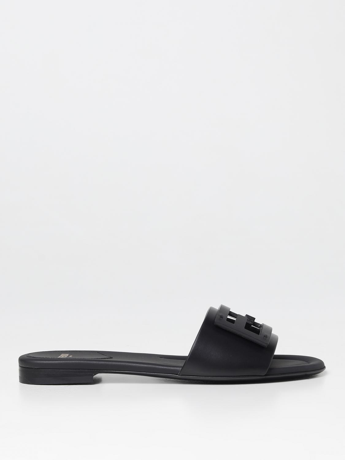 【FENDI】BAGUETTE SLIDE◆8R8136AE7T FENDI: baguette leather slides - Black | Fendi flat sandals
