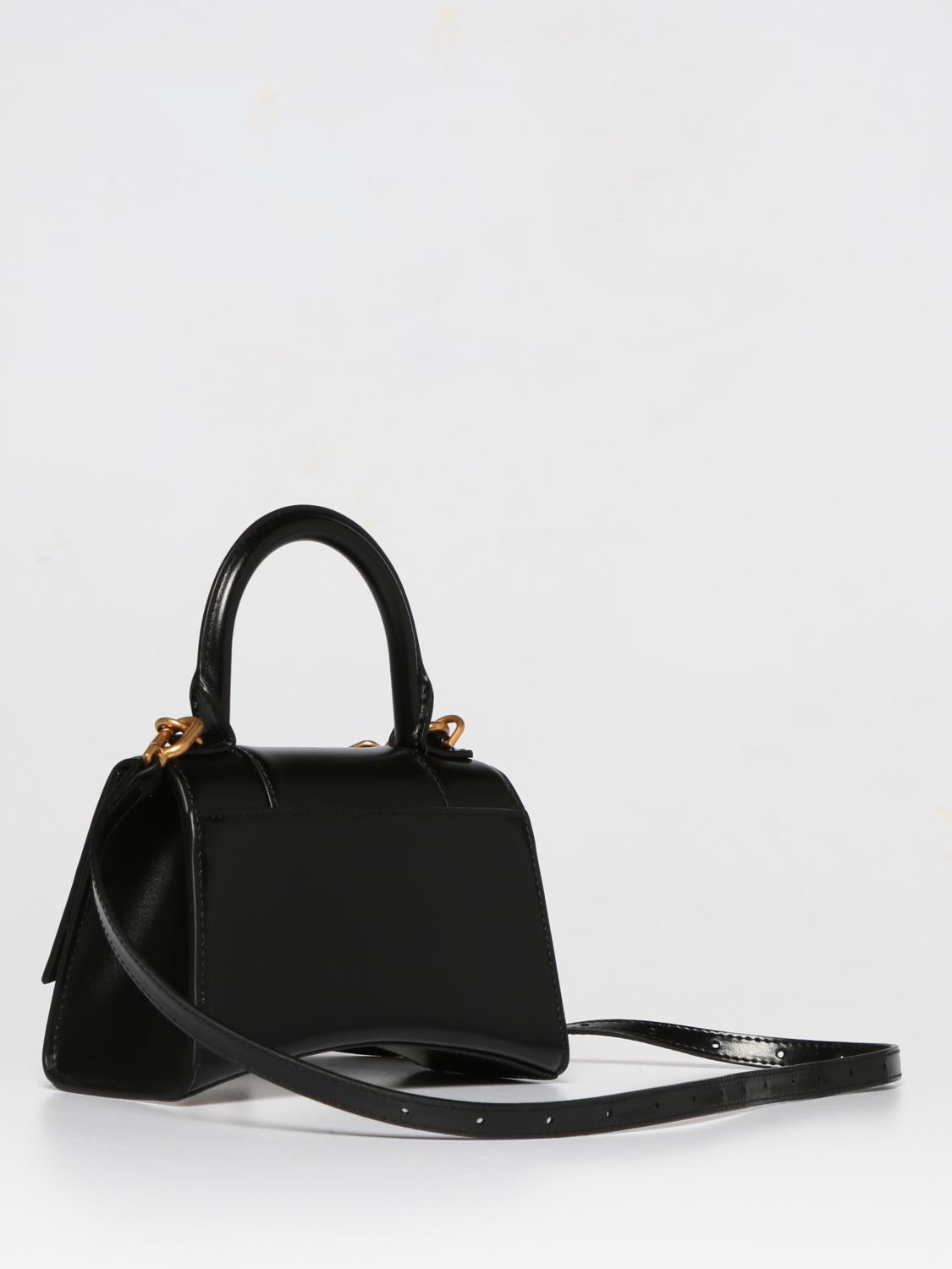 BALENCIAGA MINI BAG: Balenciaga Hourglass bag in leather, Black - Img 3