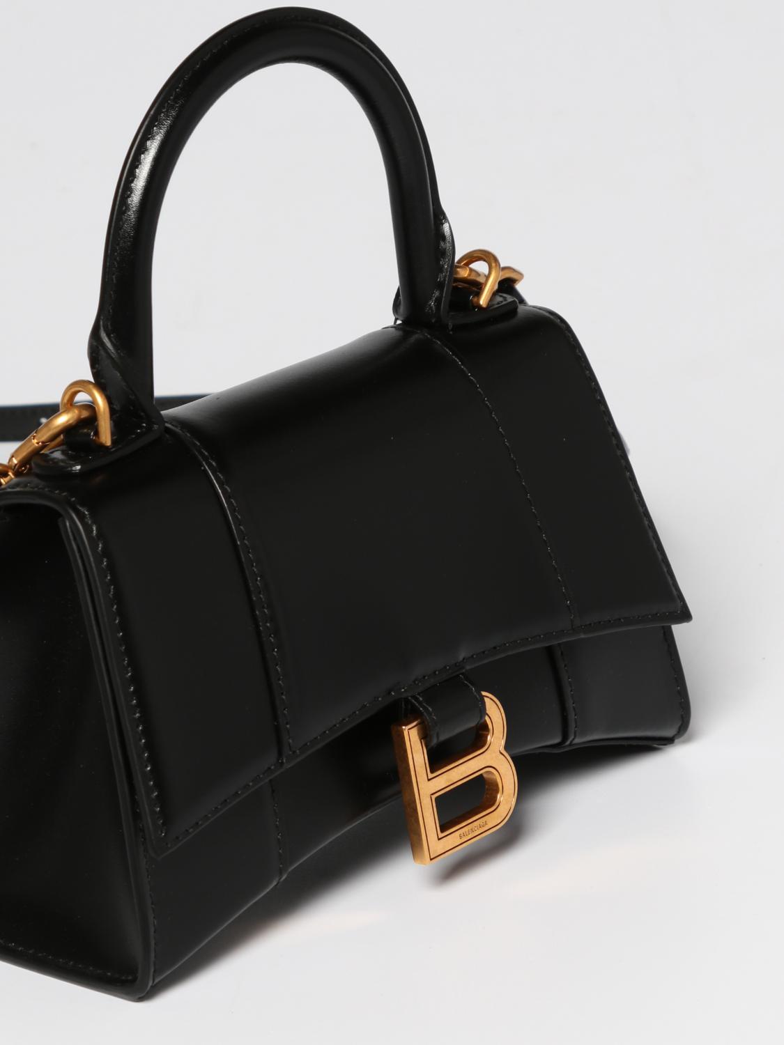 BALENCIAGA MINI BAG: Balenciaga Hourglass bag in leather, Black - Img 4