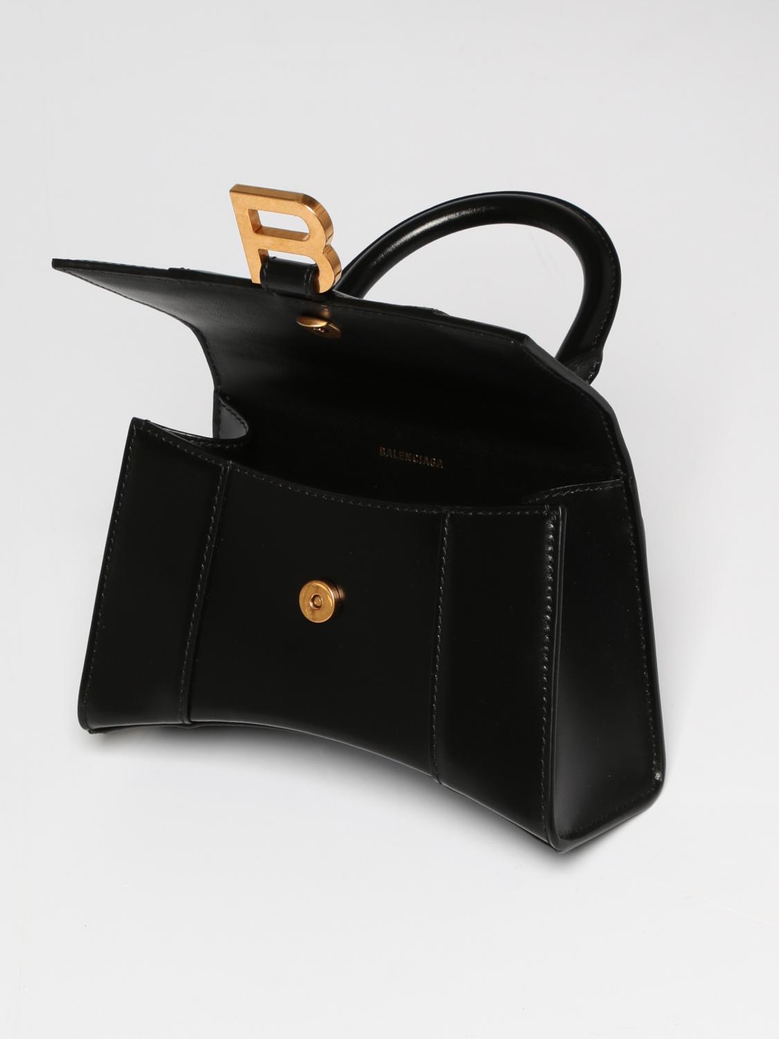BALENCIAGA MINI BAG: Balenciaga Hourglass bag in leather, Black - Img 5