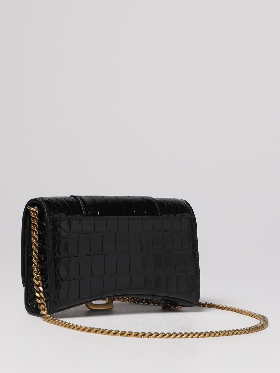 BALENCIAGA｜CROSSBAGS (656050 1LRGM 1000) Buy Balenciaga Crocodile Embossed Hourglass Wallet On Chain