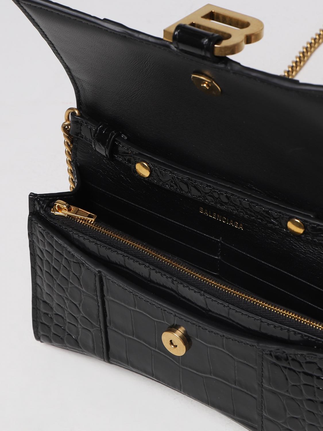 BALENCIAGA: Hourglass leather bag - Black | Balenciaga mini