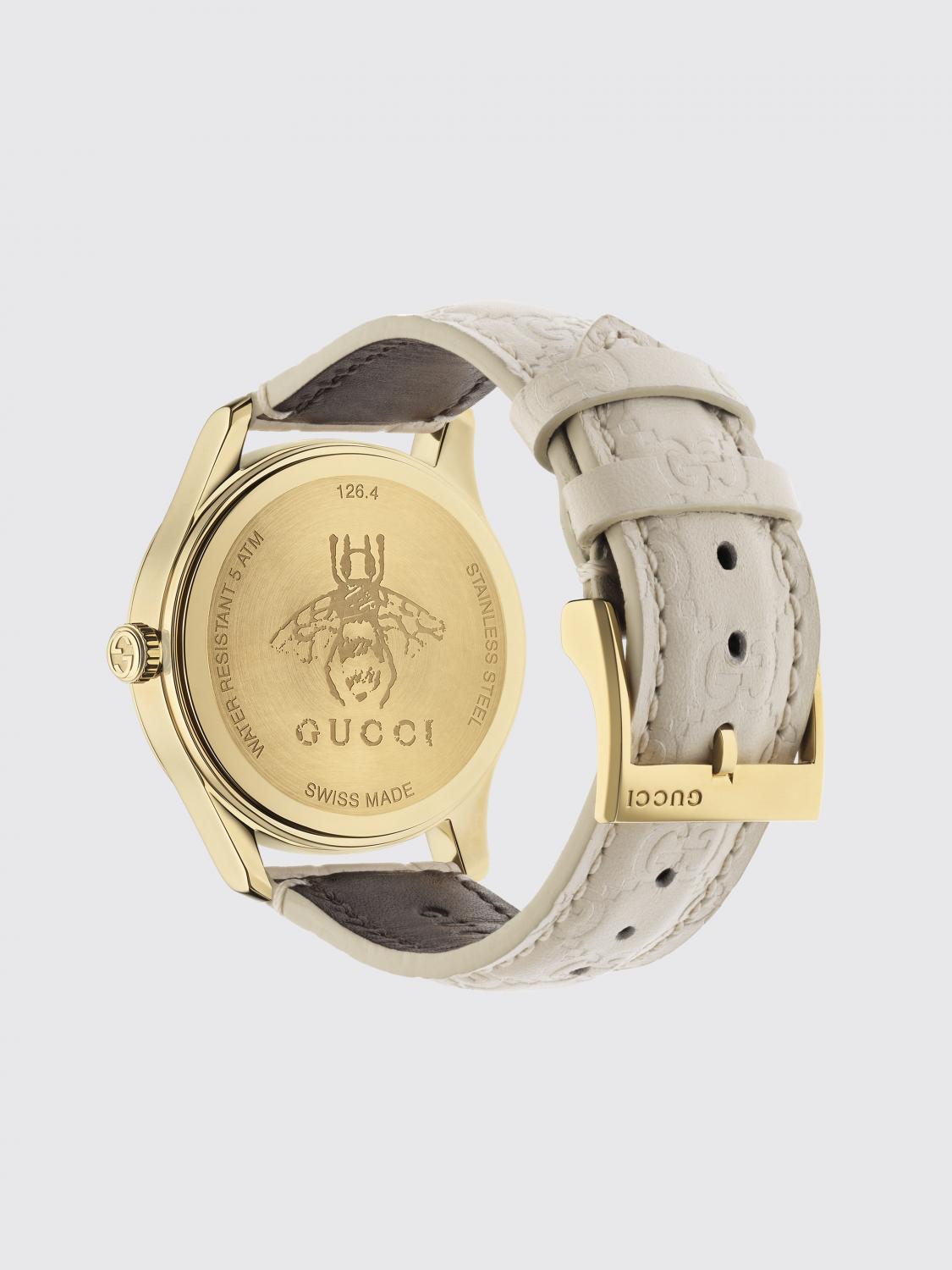 GUCCI OROLOGIO: Orologio G-Timeless Gucci in acciaio con cinturino con logo all over, Bianco - Img 2
