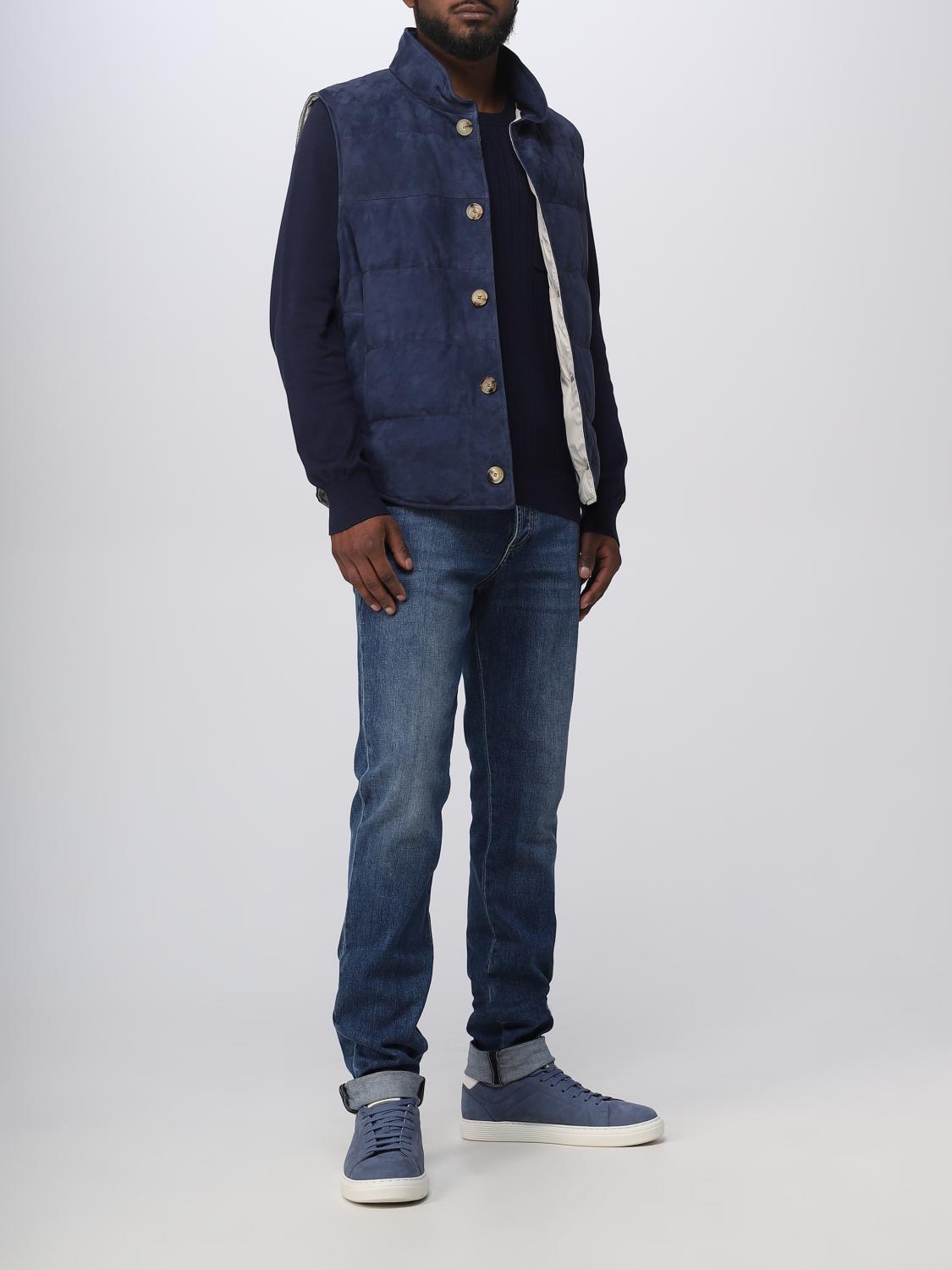 BRUNELLO CUCINELLI 西装马甲: 外套 男士 Brunello Cucinelli, 牛仔布 - Img 2