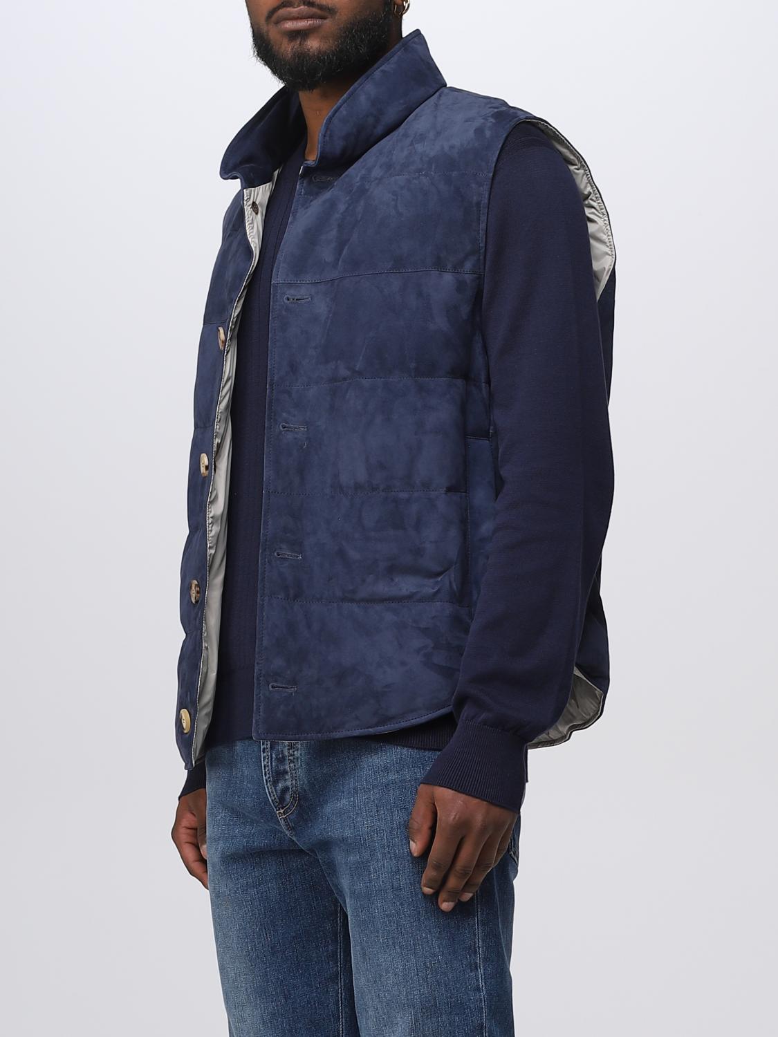 BRUNELLO CUCINELLI 西装马甲: 外套 男士 Brunello Cucinelli, 牛仔布 - Img 4