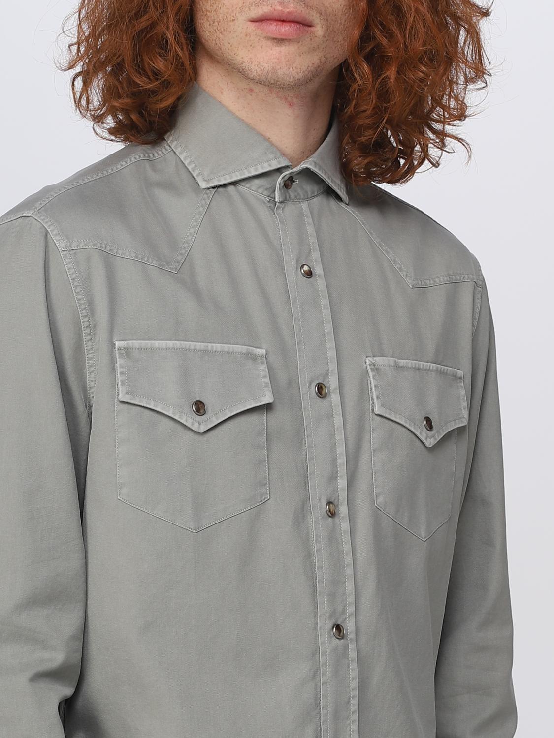 Brunello Cucinelli shirt in twill - Sand | MW6044008 | GIGLIO.COM