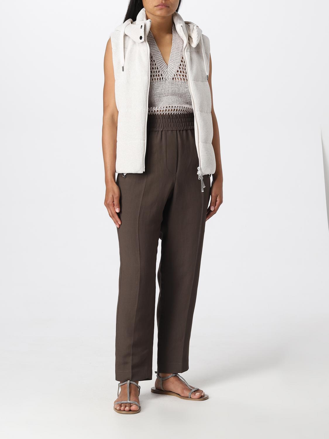 BRUNELLO CUCINELLI GILET: Piumino Brunello Cucinelli in maglia Dazzling, Beige - Img 2