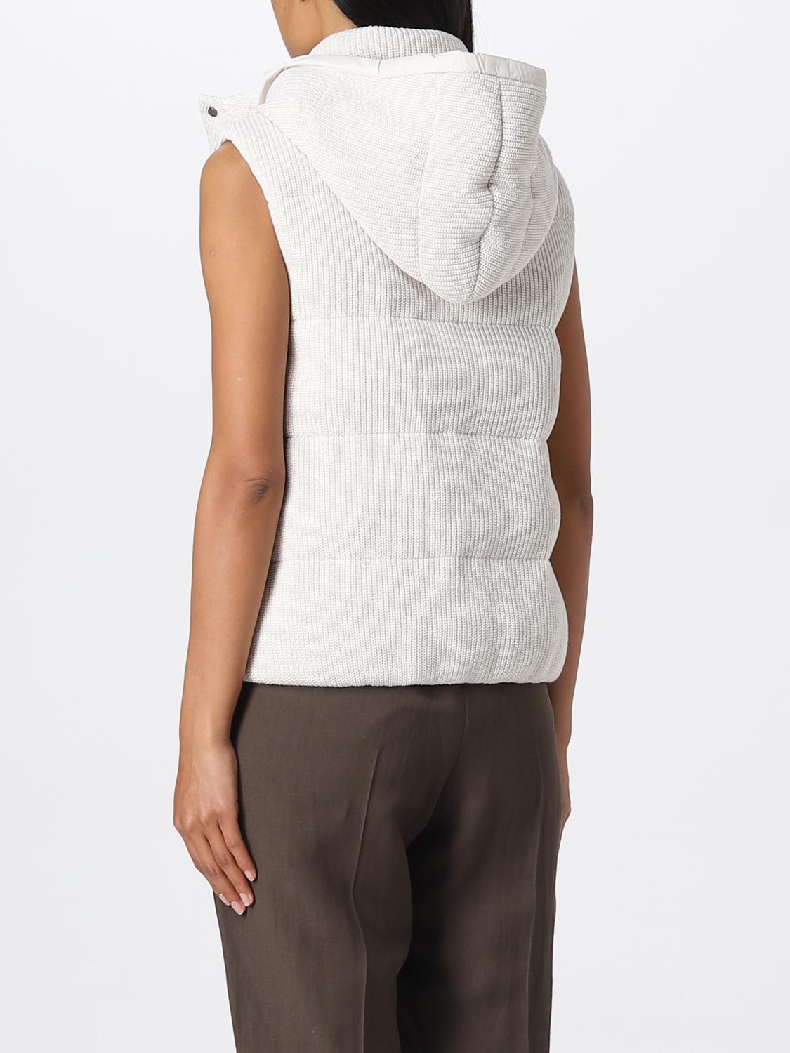 BRUNELLO CUCINELLI GILET: Piumino Brunello Cucinelli in maglia Dazzling, Beige - Img 3