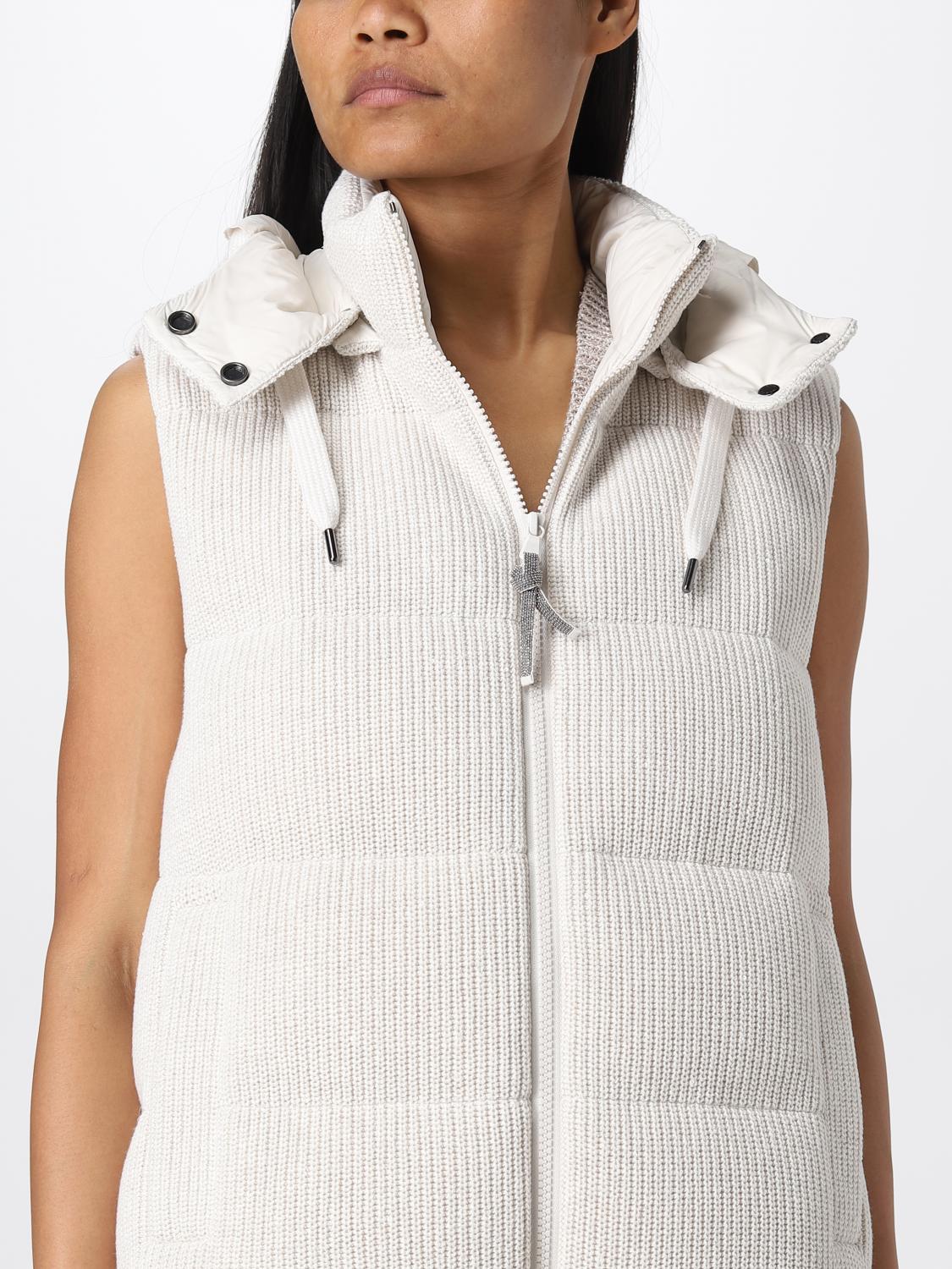 BRUNELLO CUCINELLI GILET: Piumino Brunello Cucinelli in maglia Dazzling, Beige - Img 5