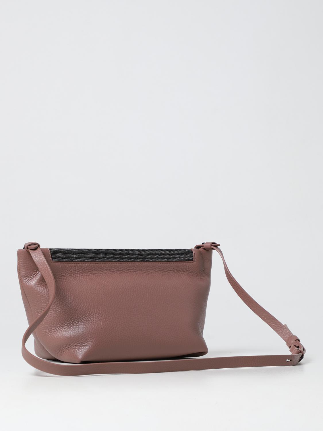 BRUNELLO CUCINELLI BORSA A SPALLA: Borsa Soft Brunello Cucinelli in pelle, Lilla - Img 2