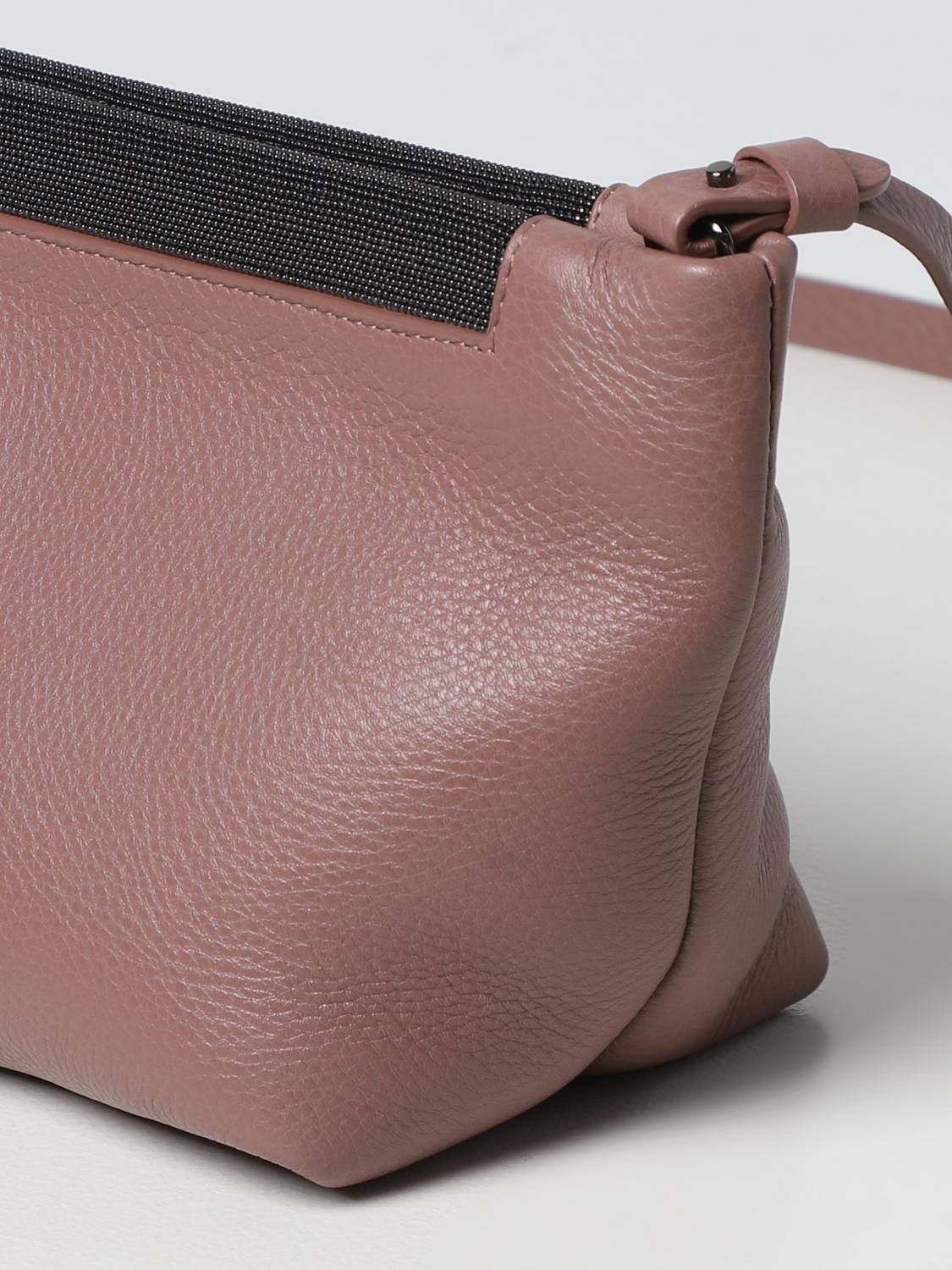 BRUNELLO CUCINELLI BORSA A SPALLA: Borsa Soft Brunello Cucinelli in pelle, Lilla - Img 3