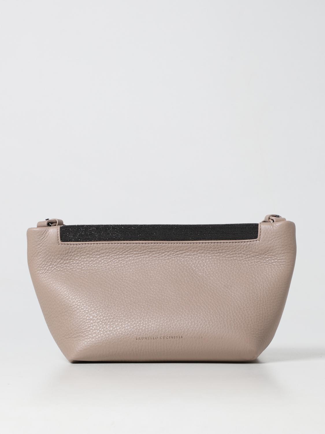 BRUNELLO CUCINELLI BORSA A SPALLA: Borsa Soft Brunello Cucinelli in pelle, Sabbia - Img 1