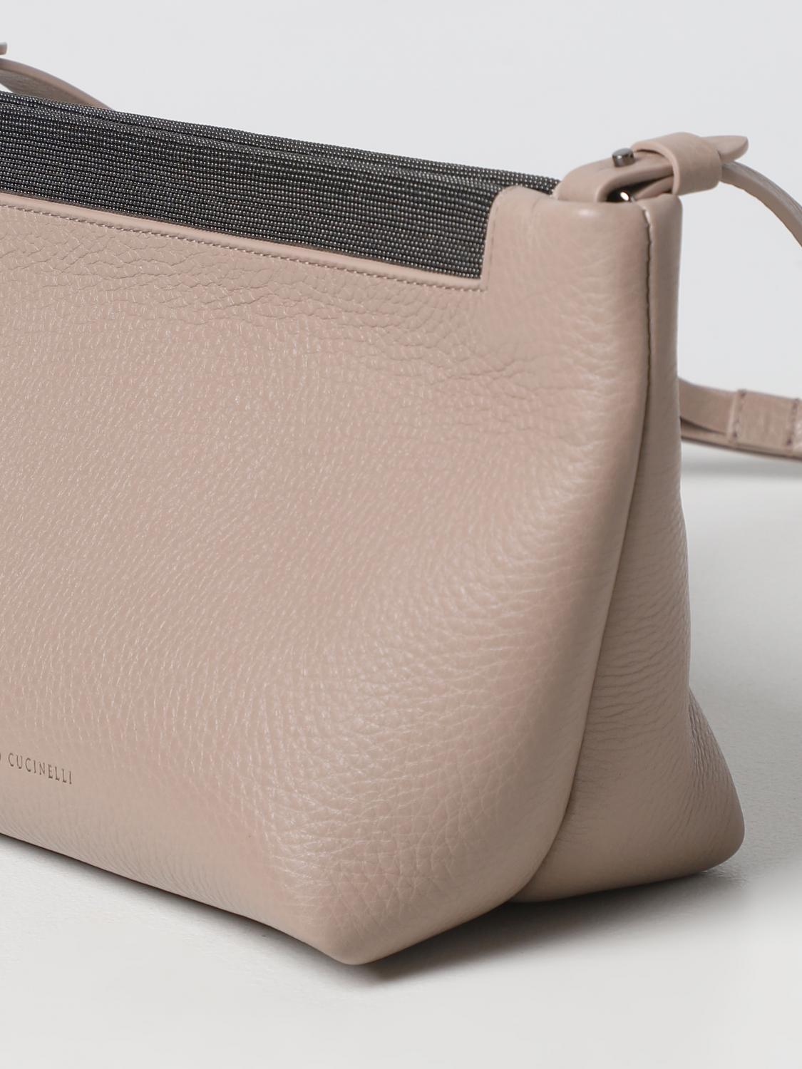 BRUNELLO CUCINELLI BORSA A SPALLA: Borsa Soft Brunello Cucinelli in pelle, Sabbia - Img 3
