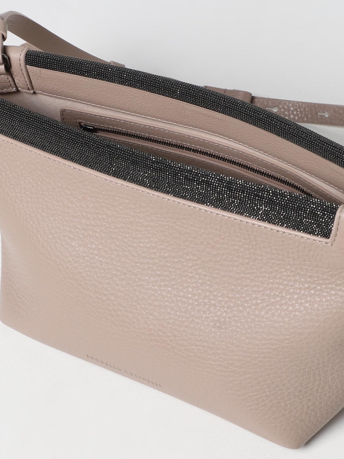 BRUNELLO CUCINELLI BORSA A SPALLA: Borsa Soft Brunello Cucinelli in pelle, Sabbia - Img 4