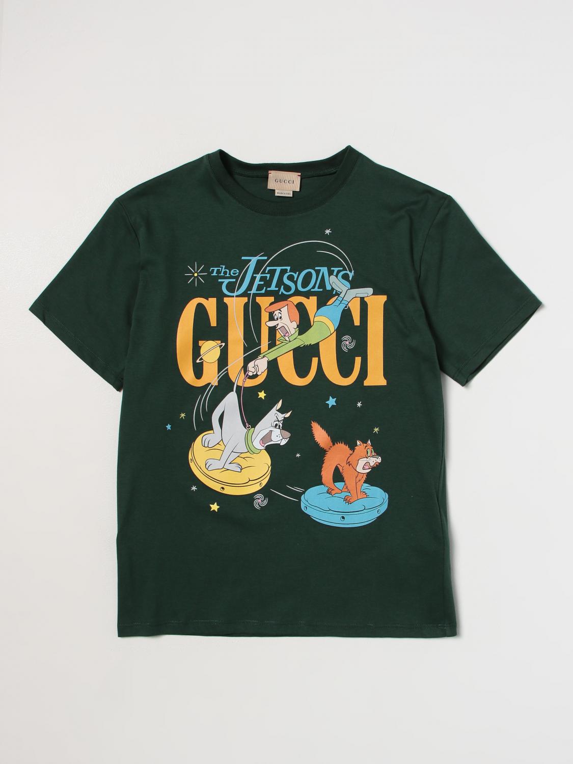 GUCCI cotton t shirt Green Gucci t shirt 575114XJFMR online at GIGLIO.COM