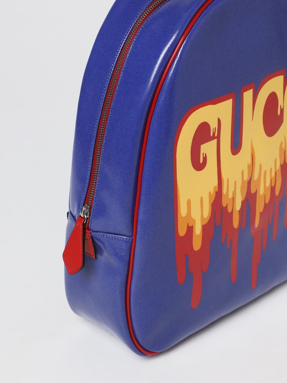 GUCCI DUFFEL BAG: Gucci Melting backpack in coated cotton, Blue - Img 3
