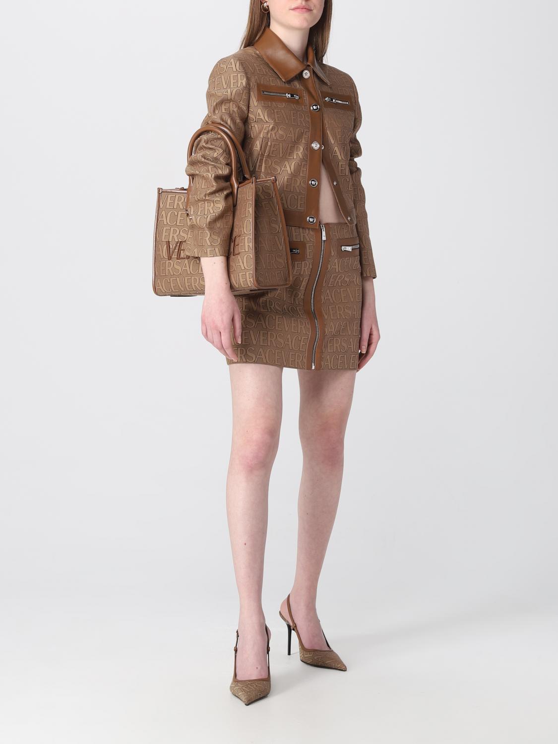 VERSACE GONNA: Gonna Versace in tela con logo jacquard , Beige - Img 2