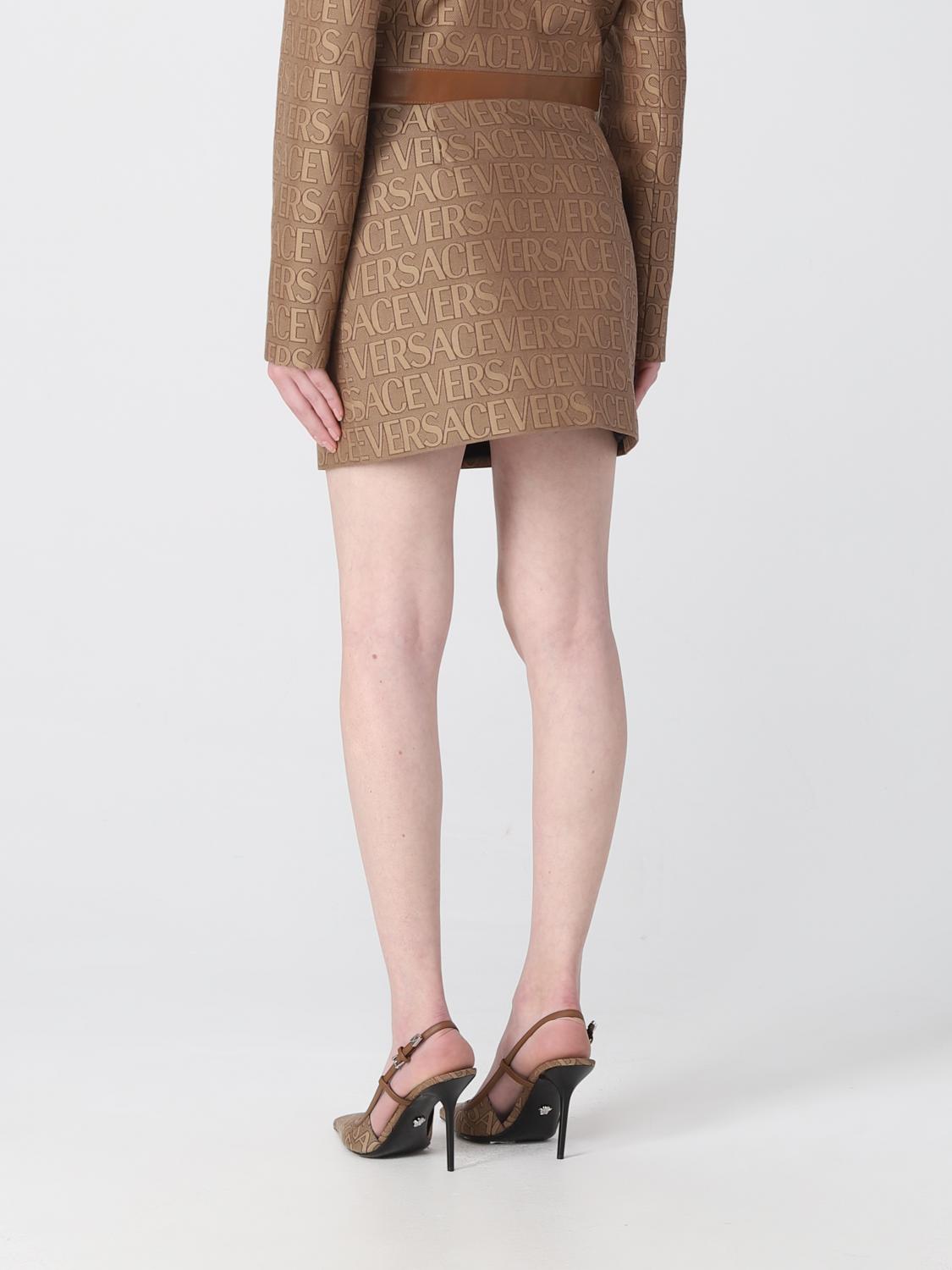 VERSACE GONNA: Gonna Versace in tela con logo jacquard , Beige - Img 3