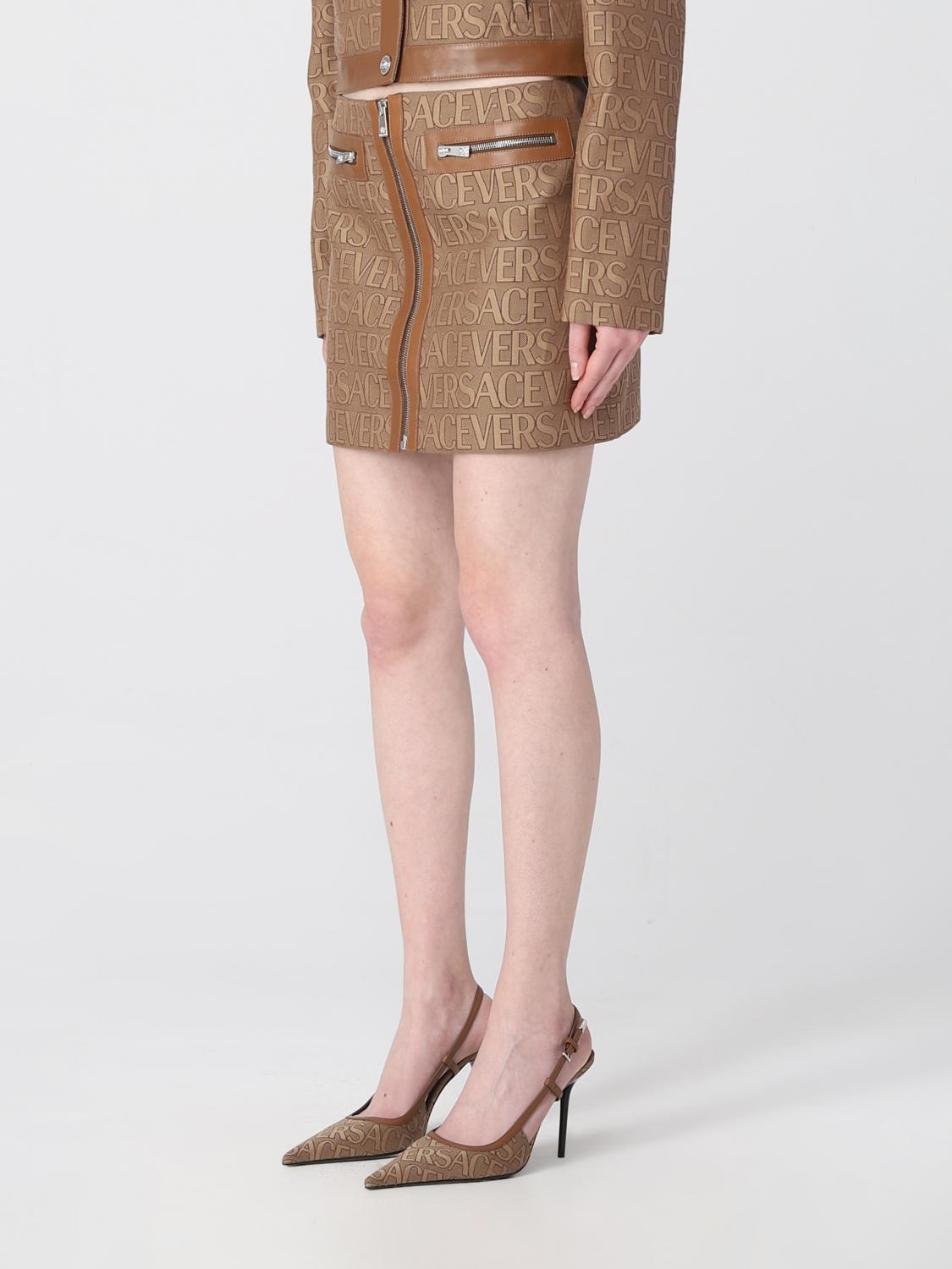 VERSACE GONNA: Gonna Versace in tela con logo jacquard , Beige - Img 4