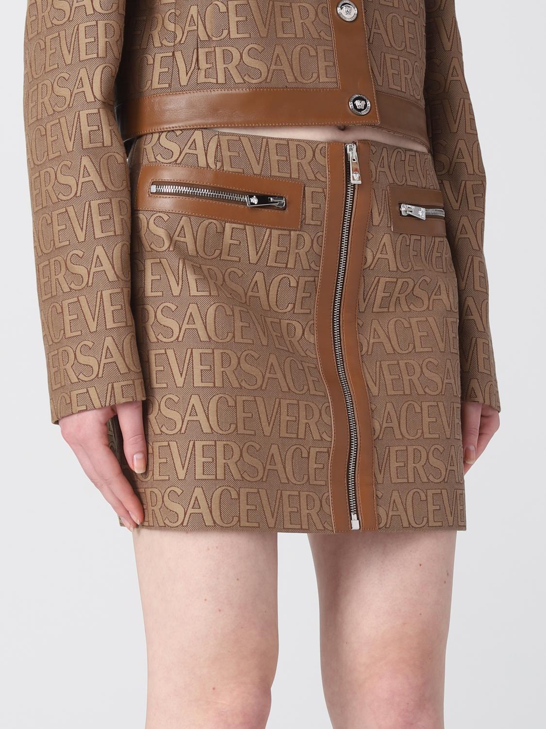 VERSACE GONNA: Gonna Versace in tela con logo jacquard , Beige - Img 5