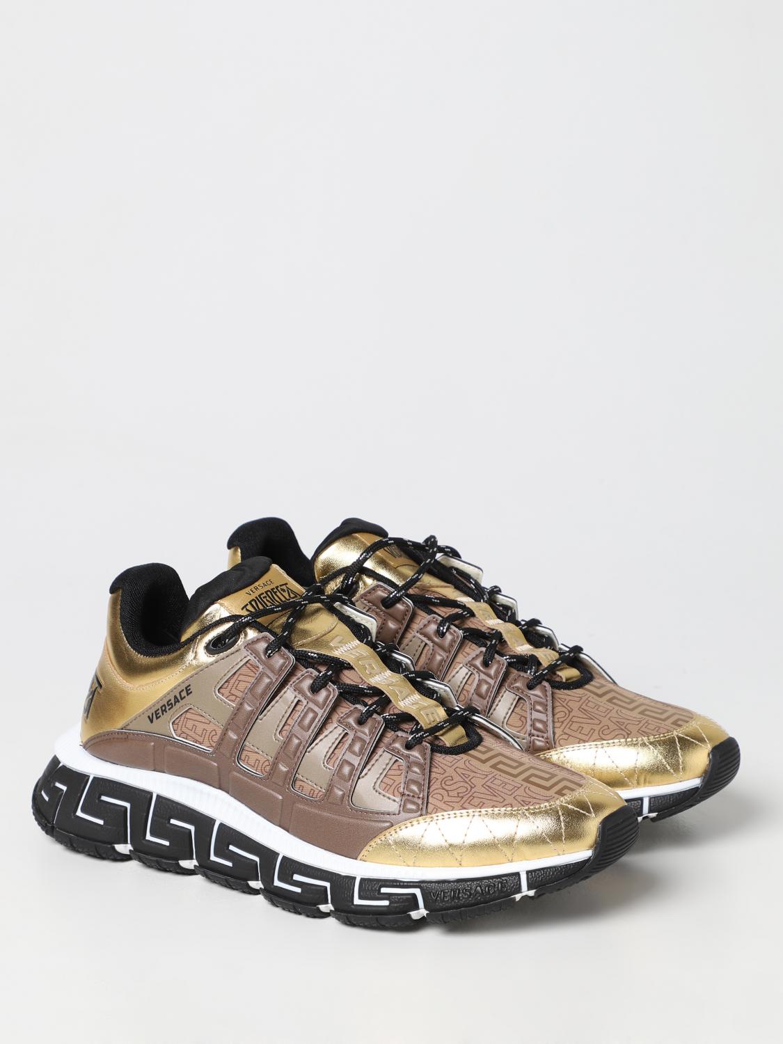 Versace trigreca sneakers in leather and fabric with jacquard logo