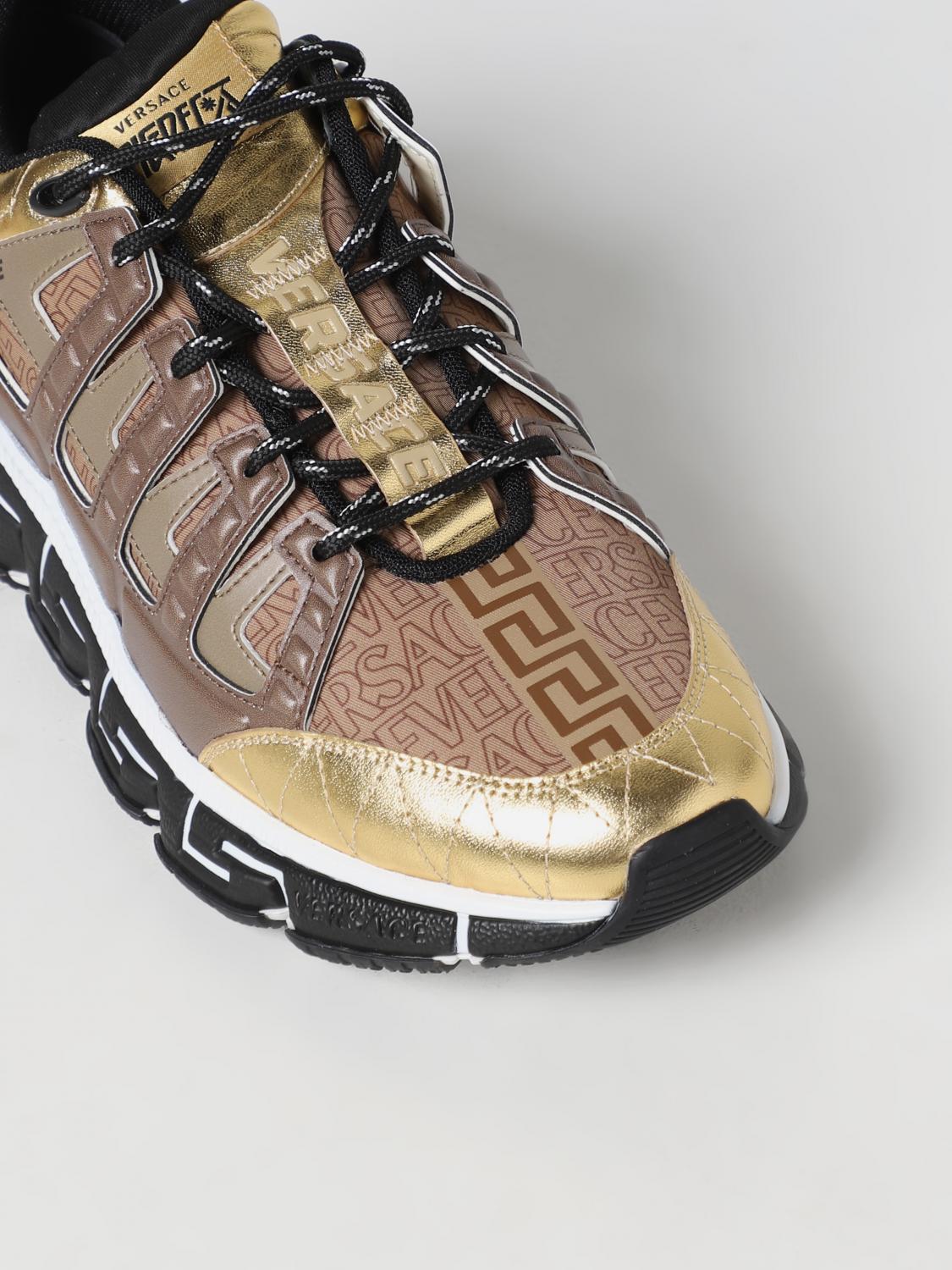 Versace trigreca sneakers in leather and fabric with jacquard logo
