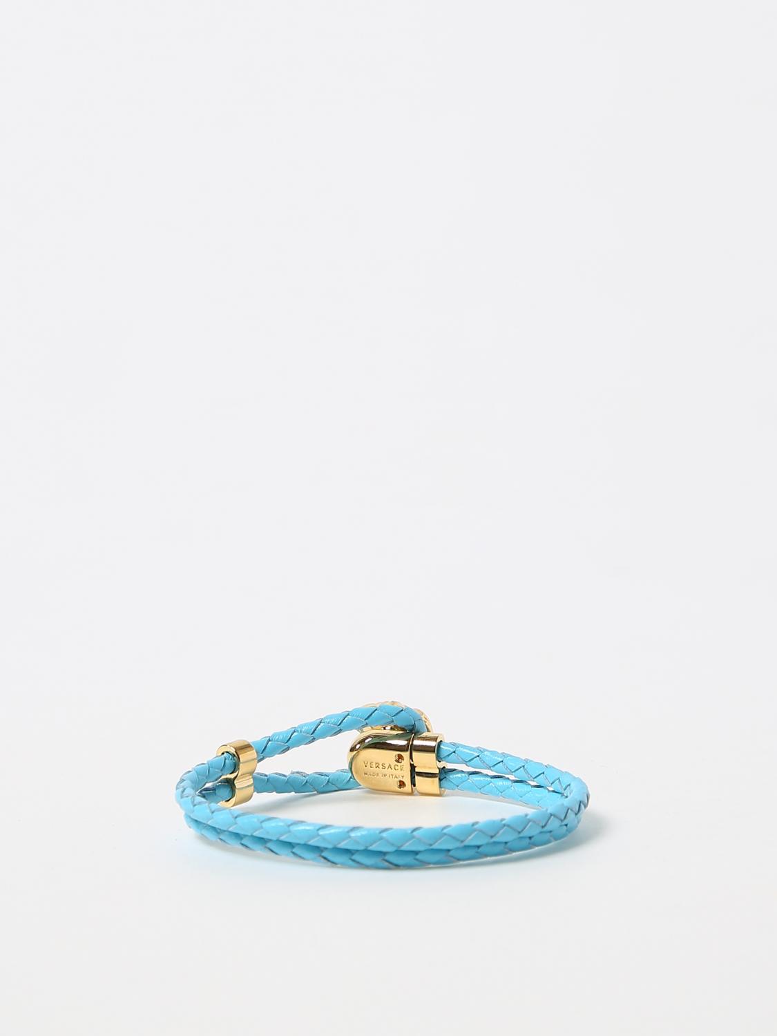 VERSACE JOYA: Pulsera Medusa Versace de piel trenzada, Azul Oscuro - Img 2