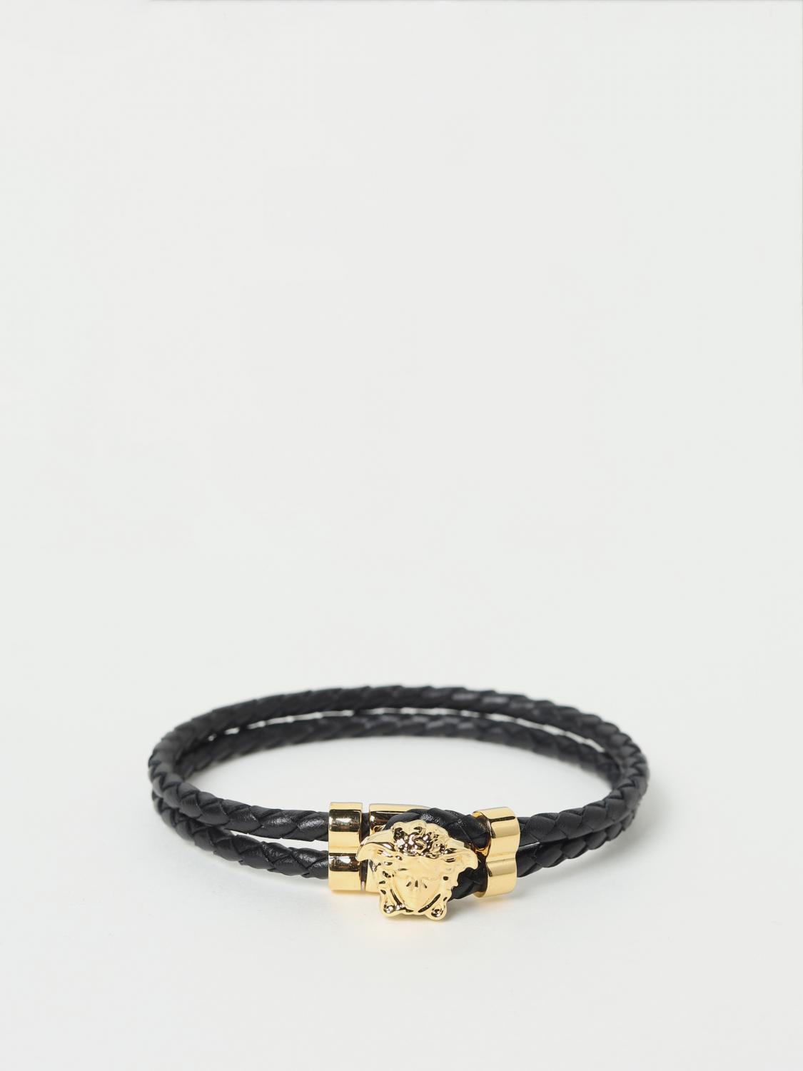 VERSACE GIOIELLO: Bracciale Medusa Versace in pelle intrecciata, Oro - Img 1