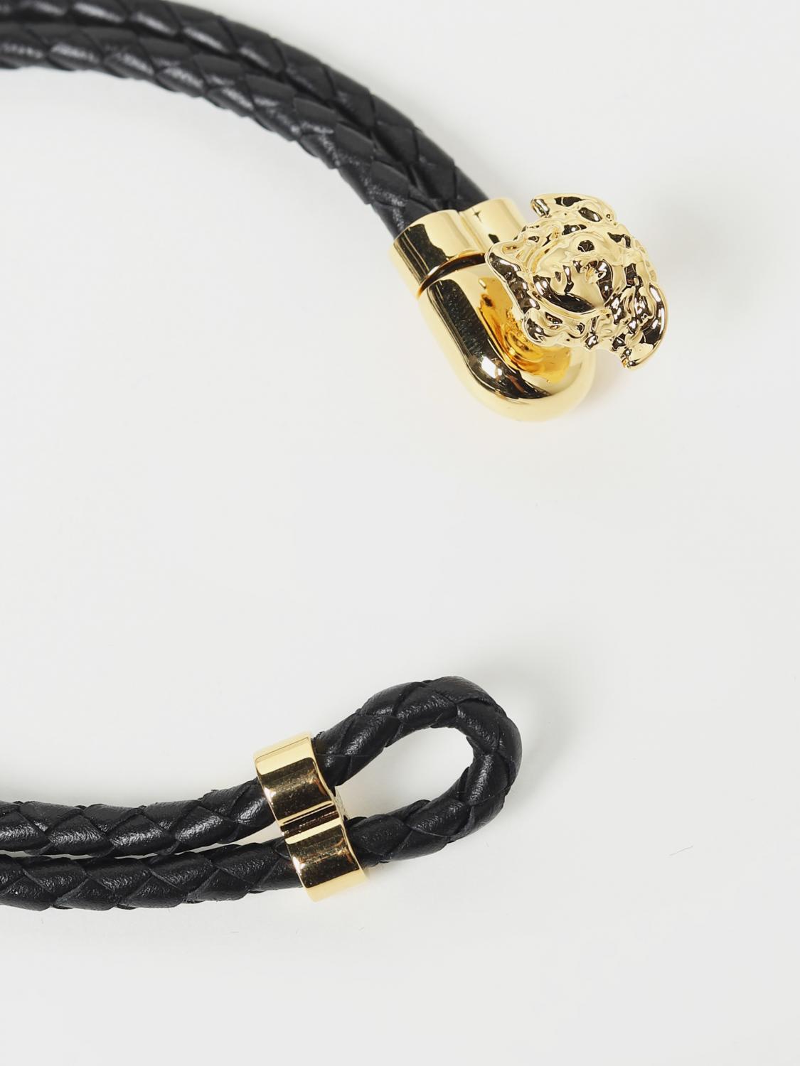 VERSACE GIOIELLO: Bracciale Medusa Versace in pelle intrecciata, Oro - Img 2