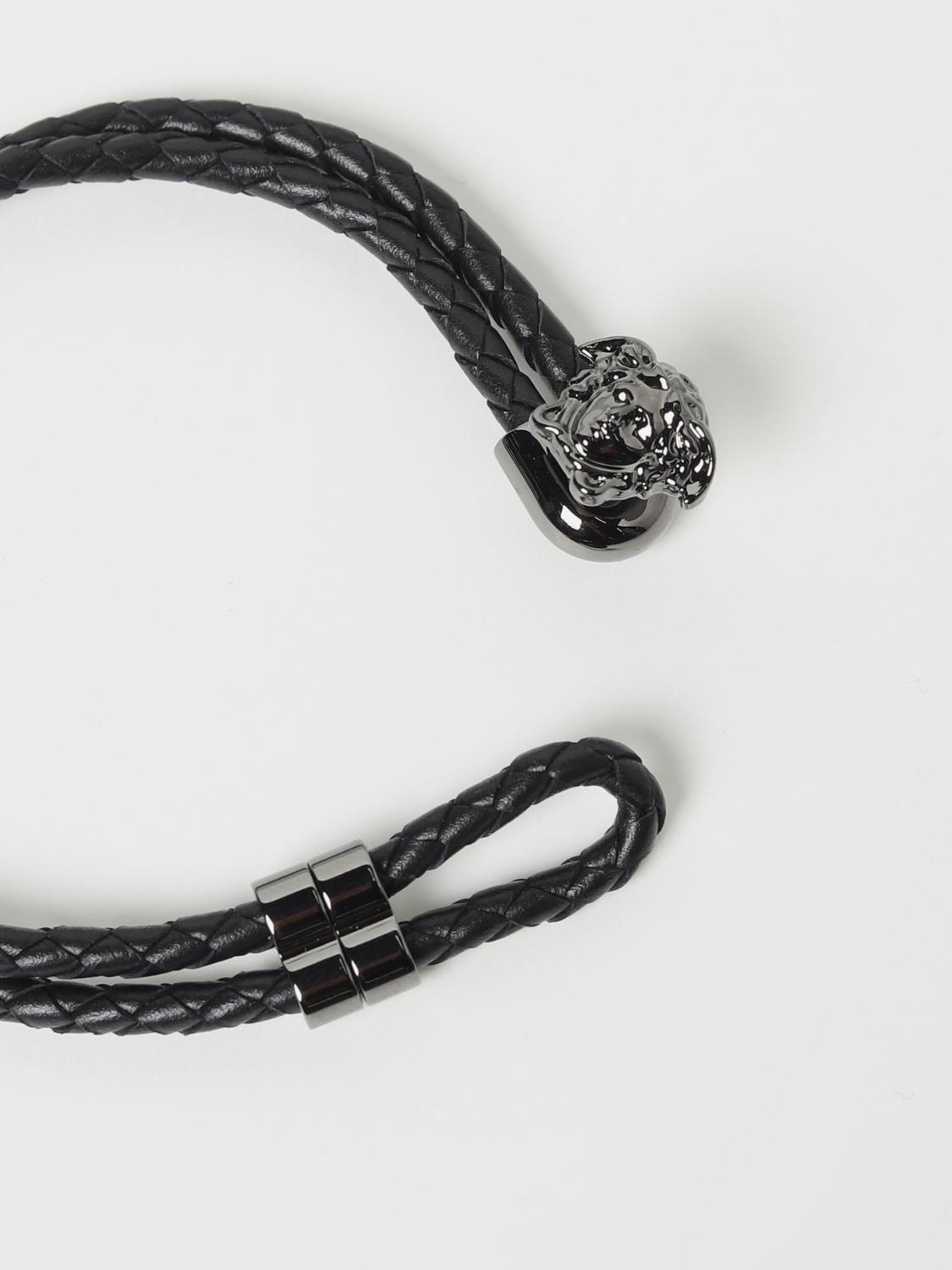 VERSACE GIOIELLO: Bracciale Medusa Versace in pelle intrecciata, Oro Giallo - Img 2