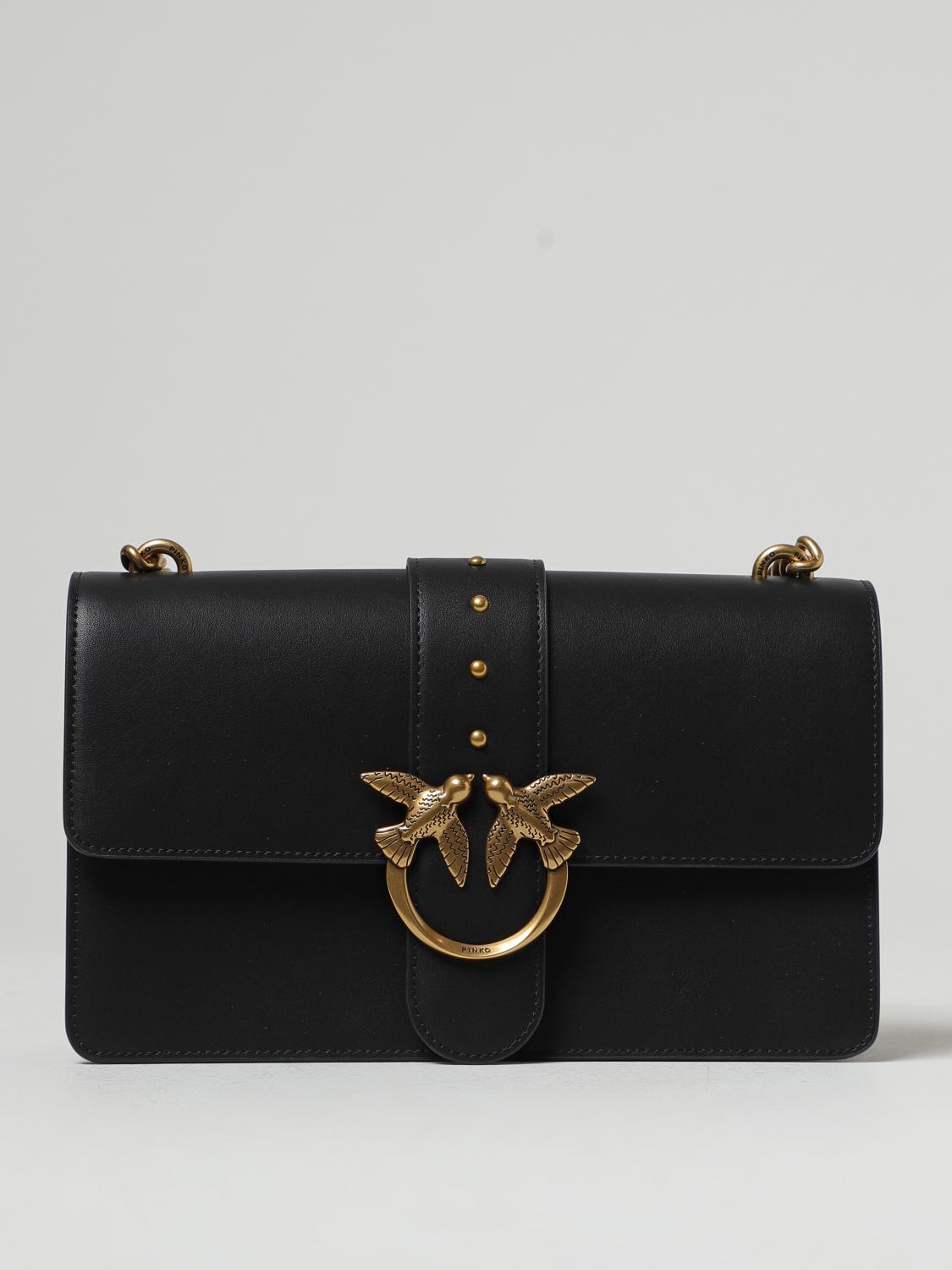 PINKO BORSA A SPALLA: Borsa Love One Pinko in pelle, Nero - Img 1