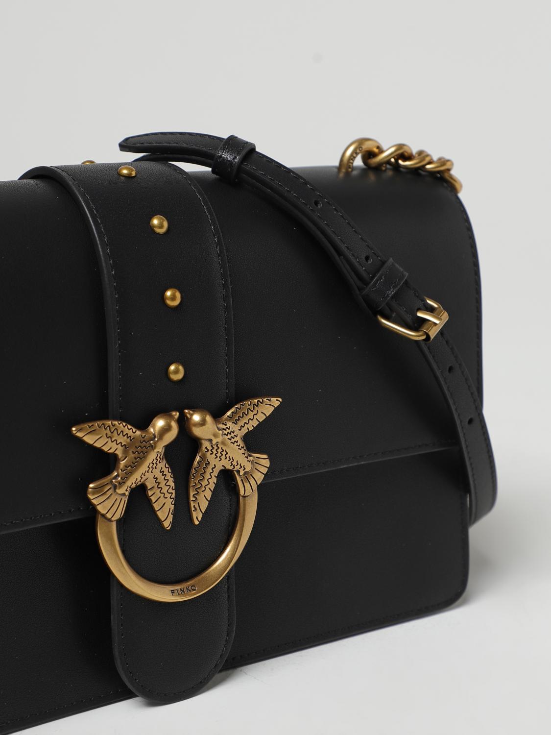 PINKO BORSA A SPALLA: Borsa Love One Pinko in pelle, Nero - Img 3