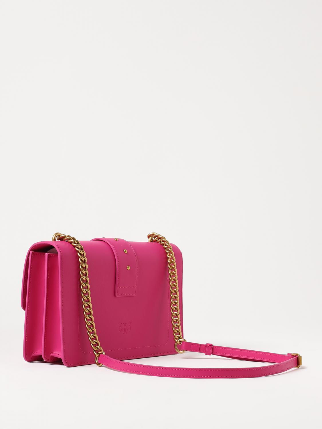 PINKO BORSA A SPALLA: Borsa Love One Pinko in pelle, Fuxia - Img 2