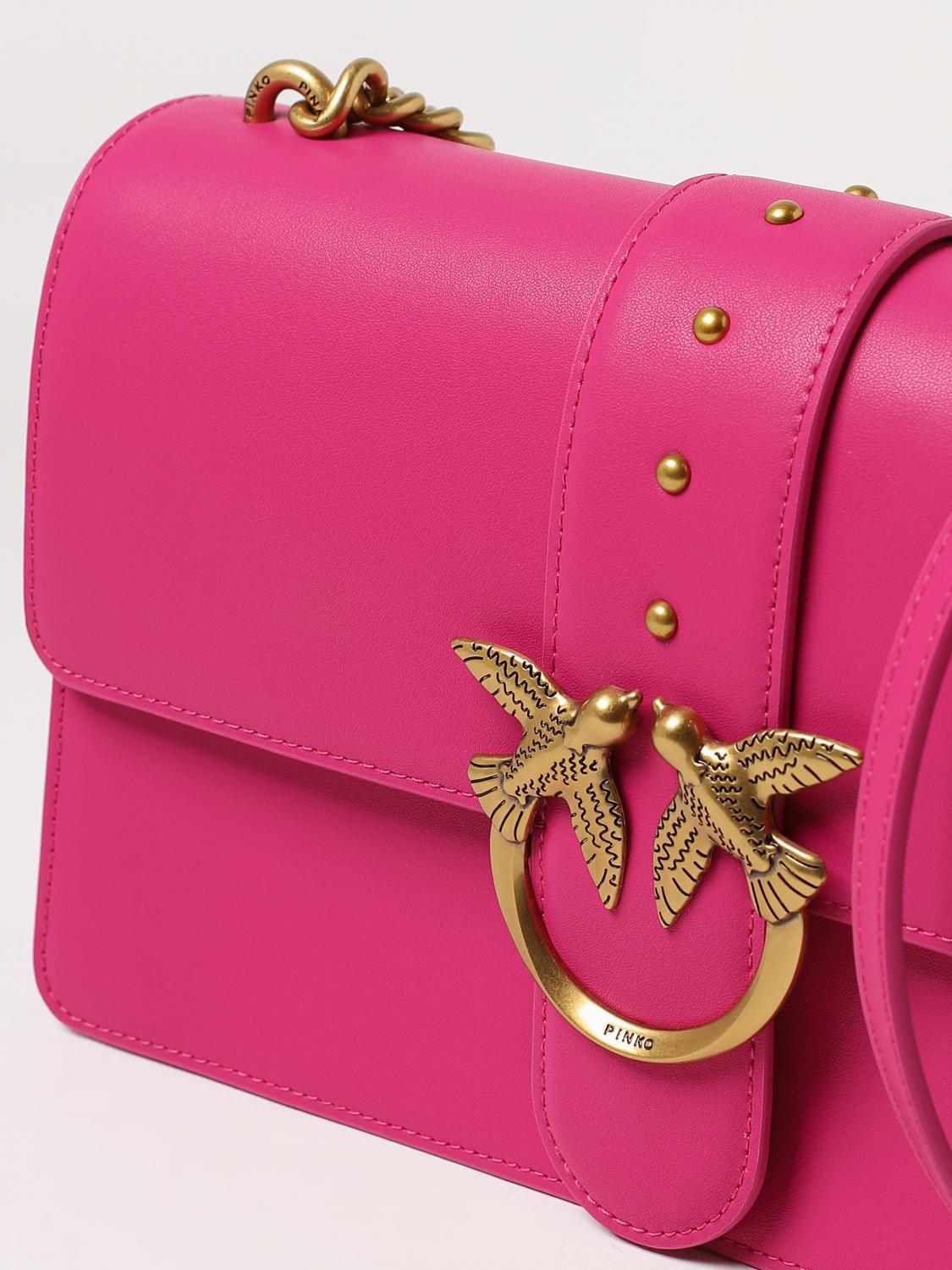 PINKO BORSA A SPALLA: Borsa Love One Pinko in pelle, Fuxia - Img 3