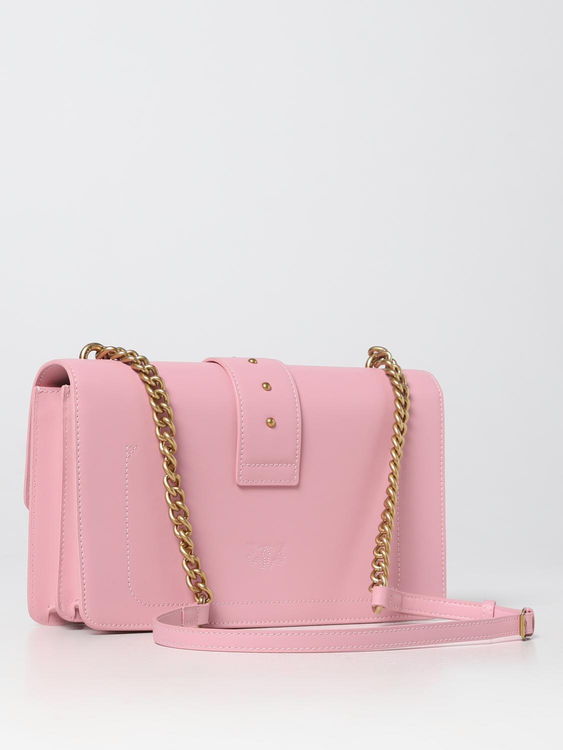 PINKO BORSA A SPALLA: Borsa Love One Pinko in pelle, Rosa - Img 2