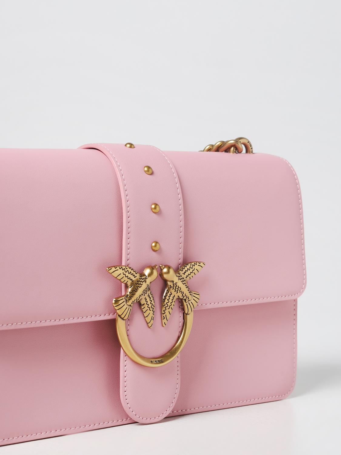 PINKO BORSA A SPALLA: Borsa Love One Pinko in pelle, Rosa - Img 3