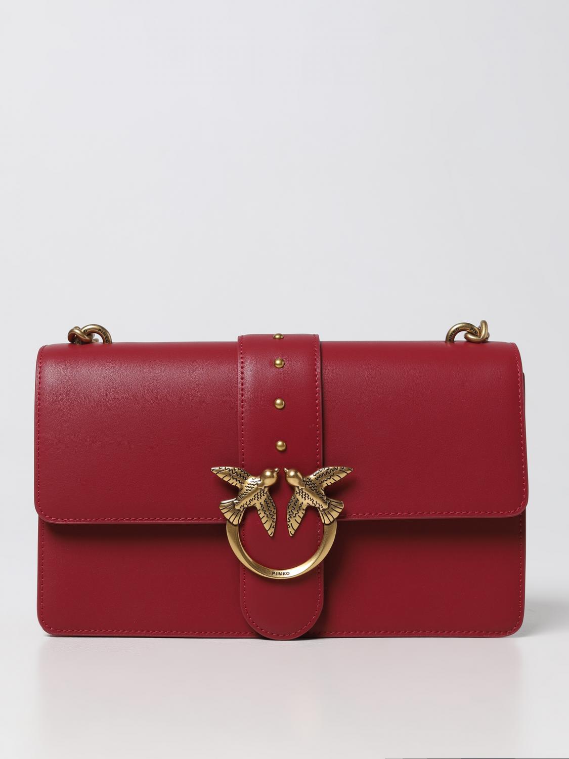 PINKO BORSA A SPALLA: Borsa Love One Pinko in pelle, Rosso - Img 1