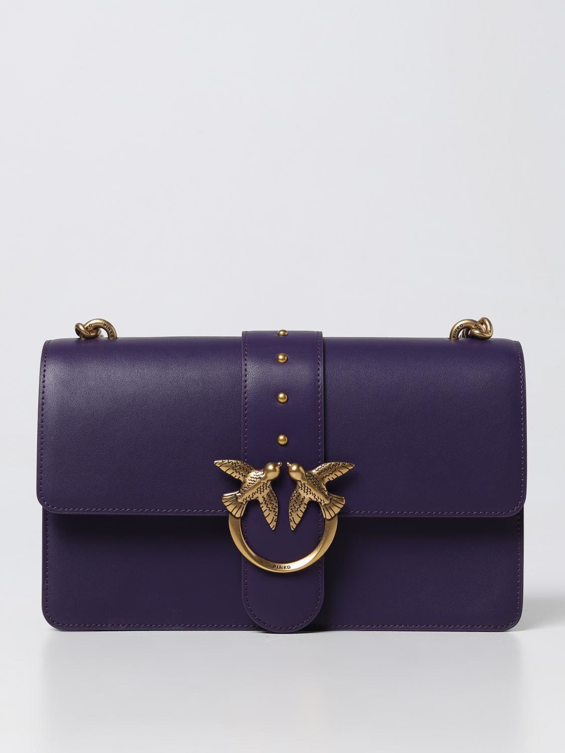PINKO BORSA A SPALLA: Borsa Love One Pinko in pelle, Viola - Img 1