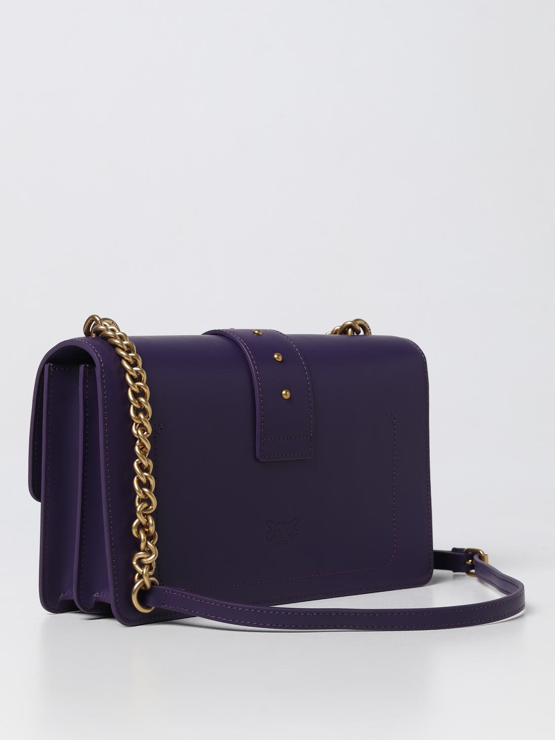 PINKO BORSA A SPALLA: Borsa Love One Pinko in pelle, Viola - Img 2