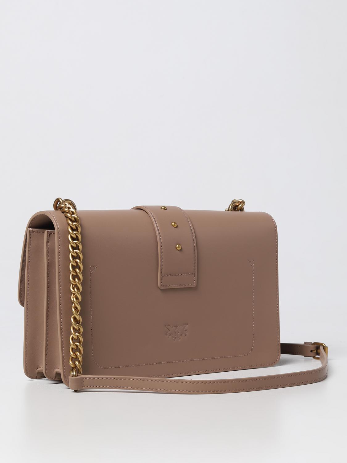 PINKO BORSA A SPALLA: Borsa Love One Pinko in pelle, Beige - Img 2