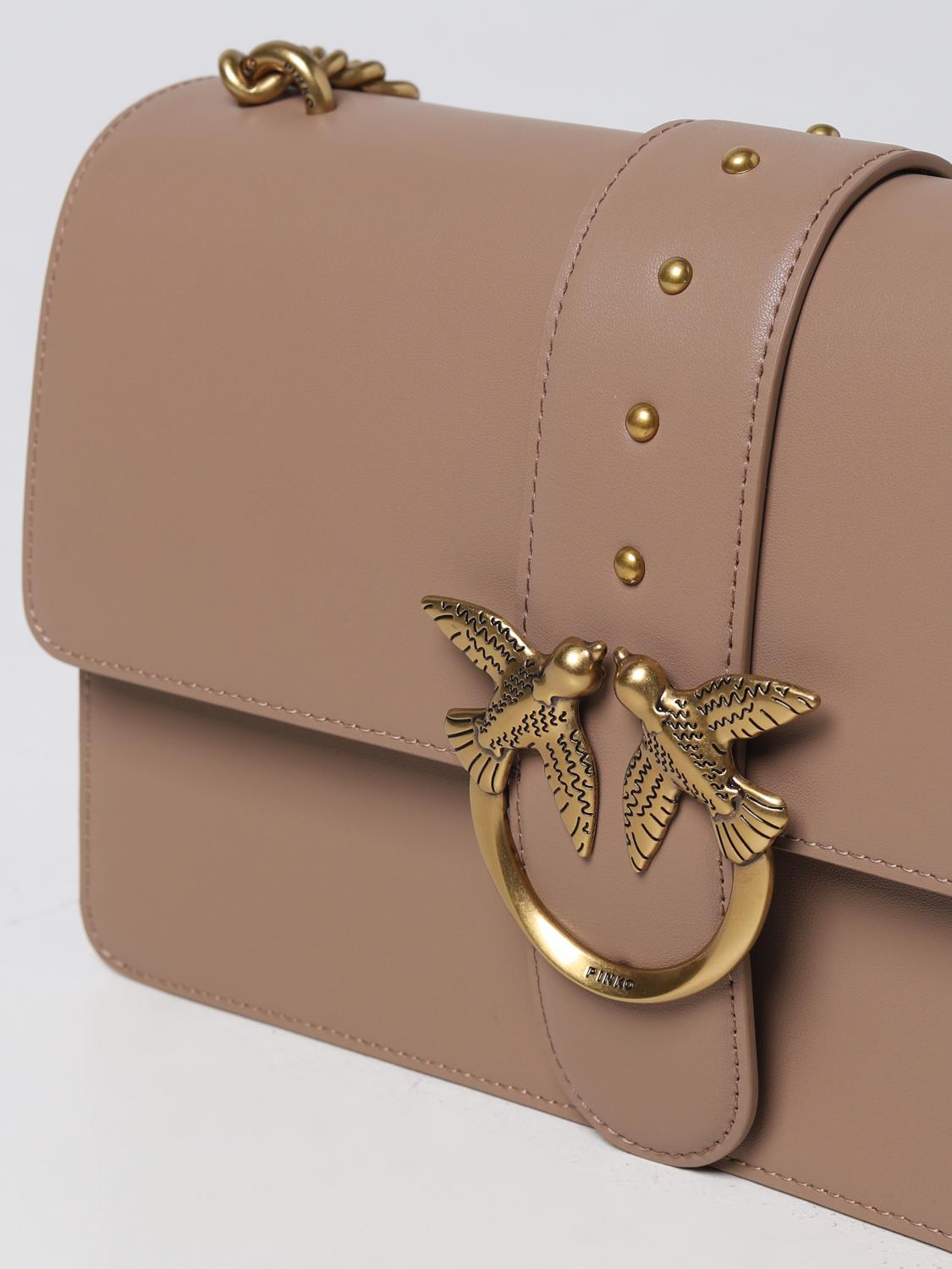 PINKO BORSA A SPALLA: Borsa Love One Pinko in pelle, Beige - Img 3