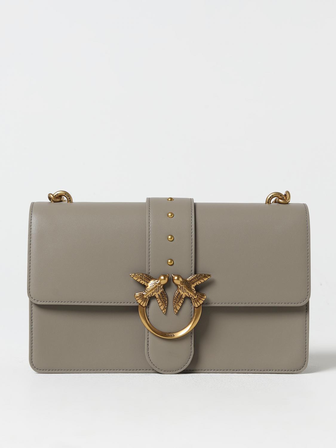 PINKO BORSA A SPALLA: Borsa Love One Pinko in pelle, Sabbia - Img 1