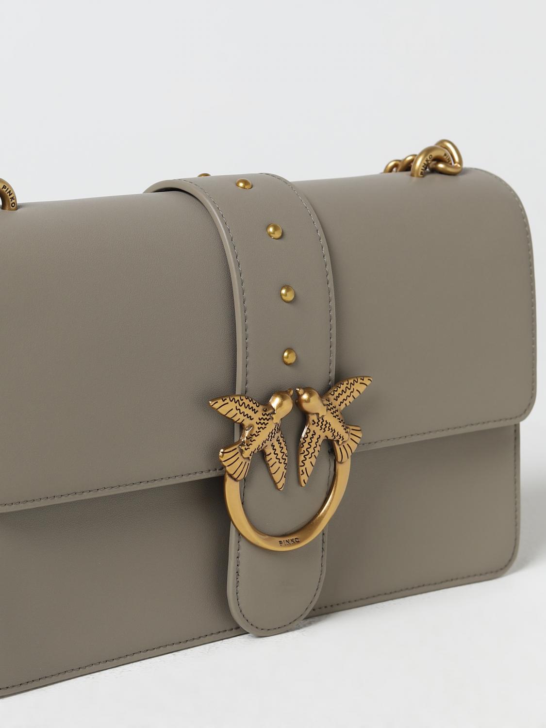 PINKO BORSA A SPALLA: Borsa Love One Pinko in pelle, Sabbia - Img 3