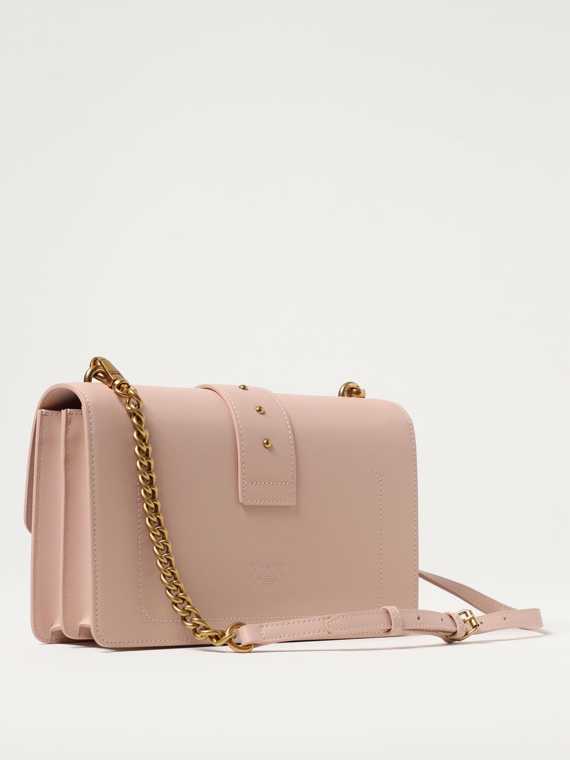 PINKO BORSA A SPALLA: Borsa Love One Pinko in pelle, Cipria - Img 2