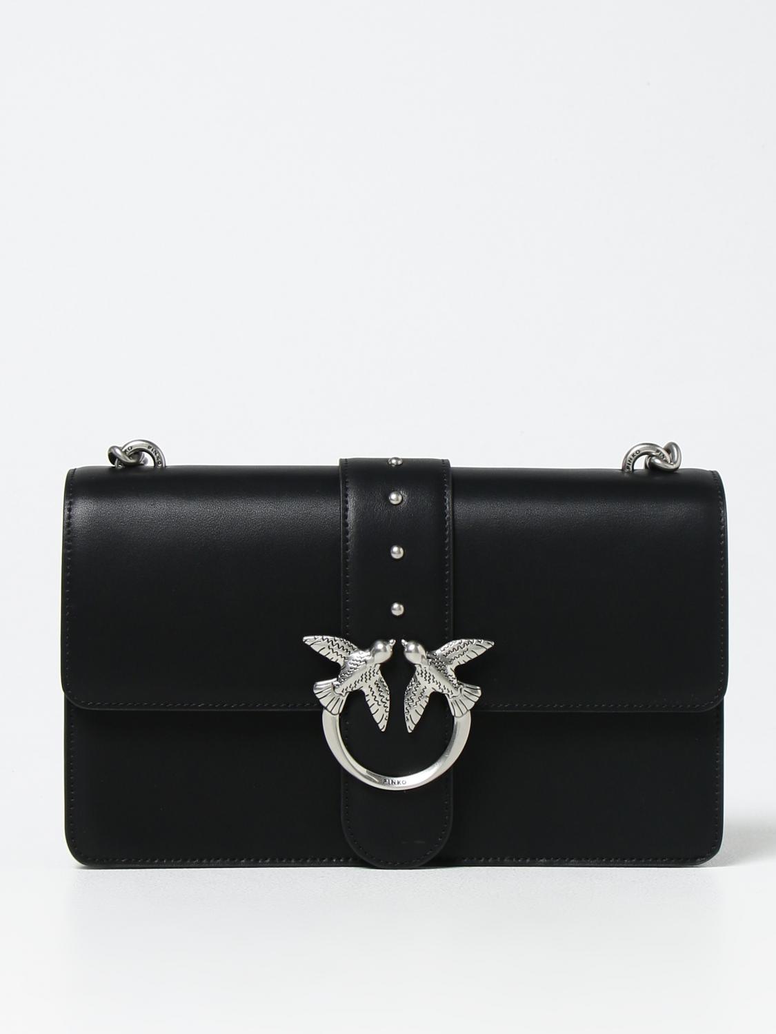 PINKO BORSA A SPALLA: Borsa Love One Pinko in pelle, Nero 1 - Img 1