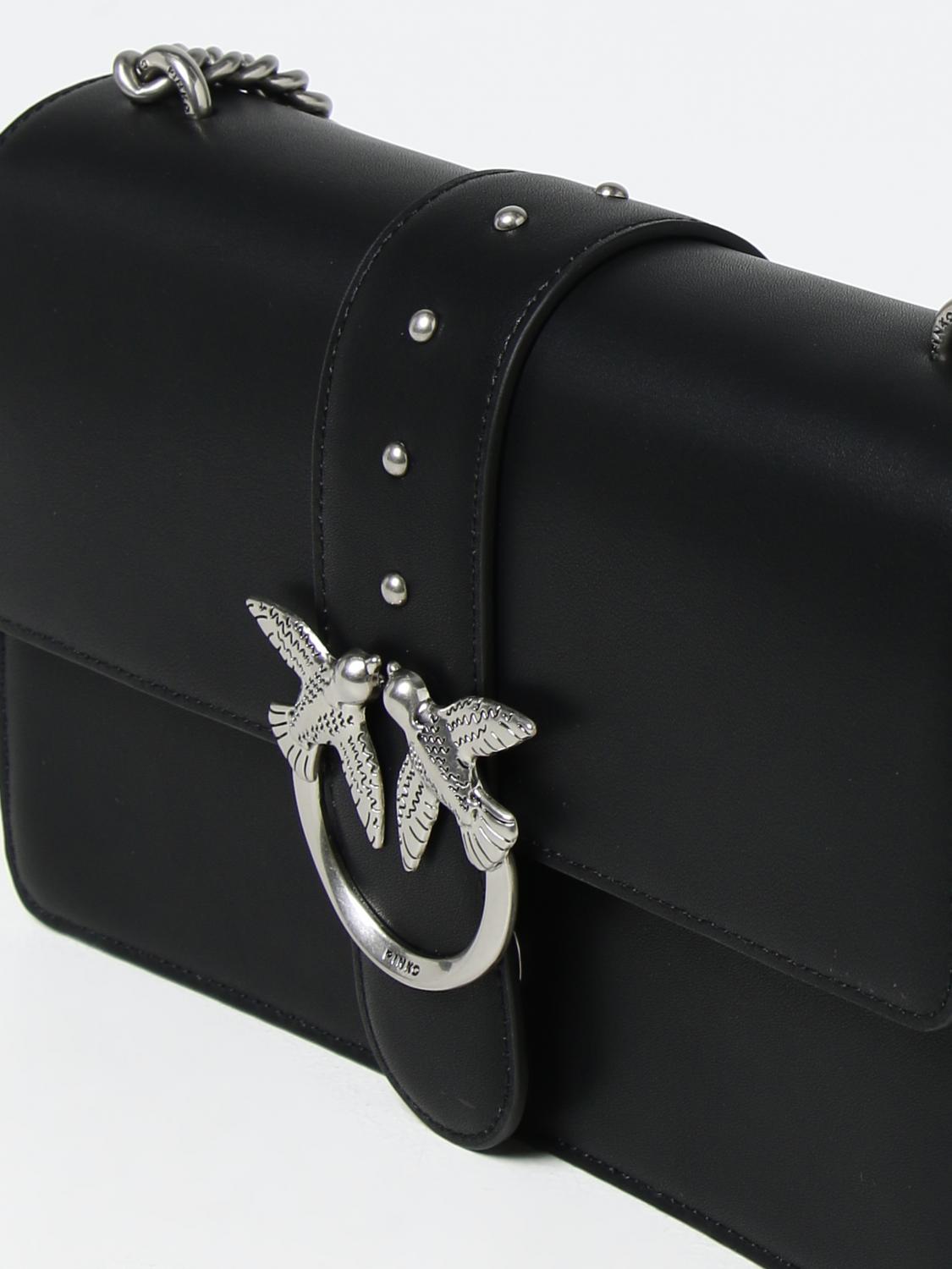 PINKO BORSA A SPALLA: Borsa Love One Pinko in pelle, Nero 1 - Img 3
